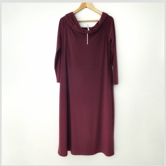 NWT Soma Matte Jersey Dress Midi Bra Dress Shelf Bra Off Shoulder Pockets Large - Picture 4 of 12